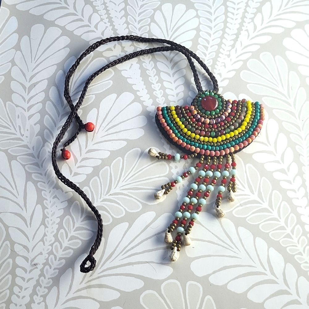 Vintage Bohemian Belly Dance Beaded Fringe Necklace